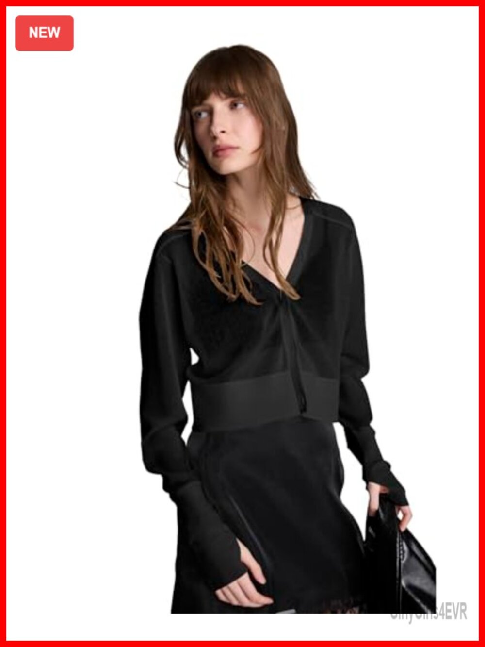 Kenneth Cole New York Long Sleeve Sheer Cropped Cardigan Sweater